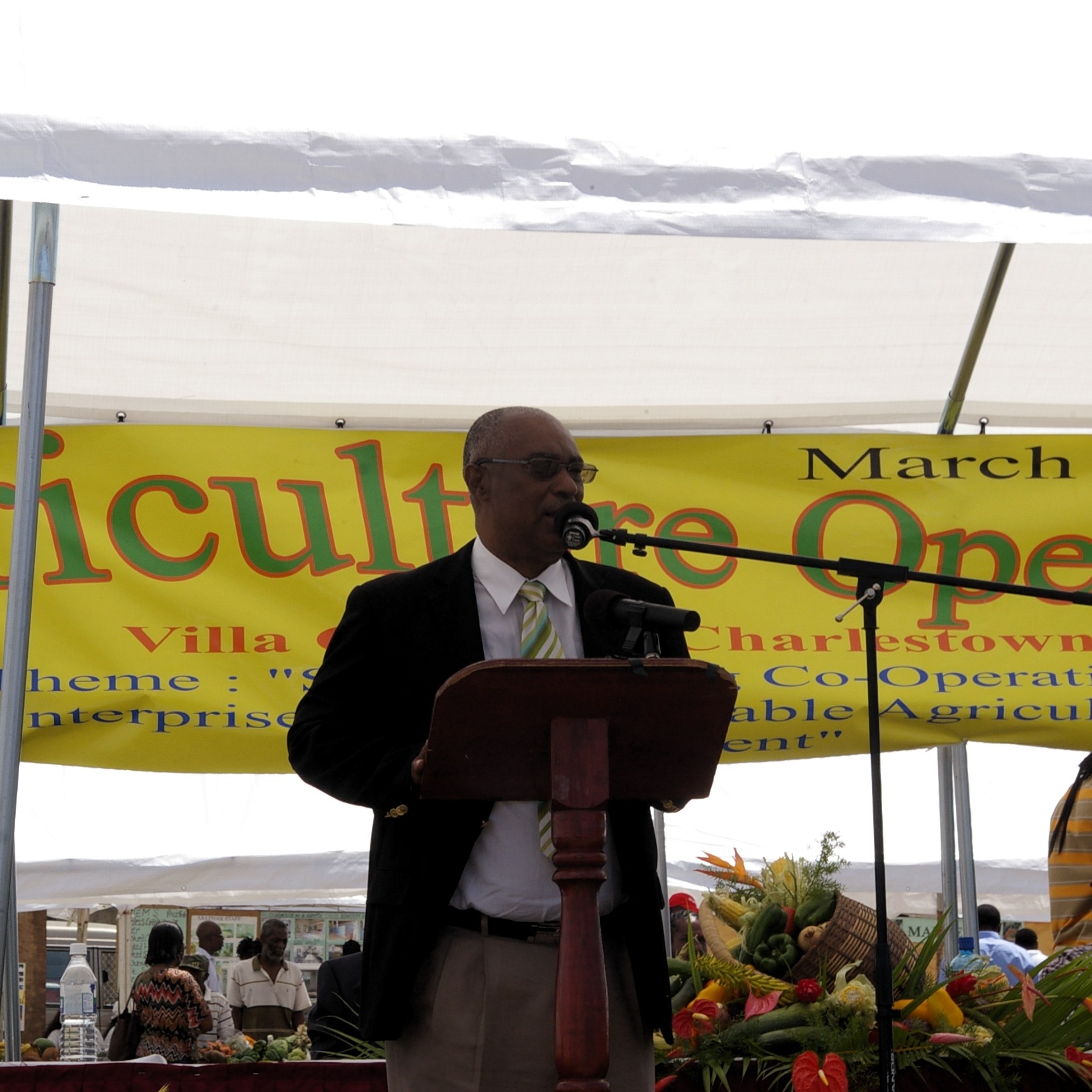 Premier of Nevis,Hon.Joseph Parry speaking at Agriculture Open day